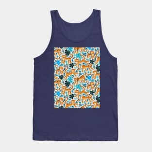 Happy Valentines Tigers in Blue Tank Top